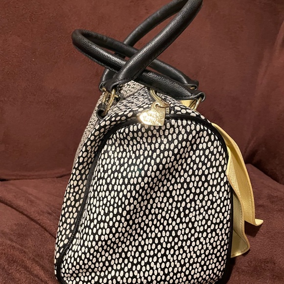 Betsey Johnson polka dot bow yellow tote purse - Picture 2 of 11